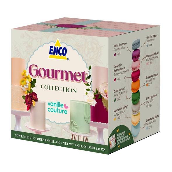 KIT GOURMET 9 COLORES EN GEL 40 G (CAJA 9 PZAS 40G)